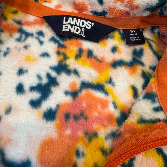 Lands' End Floral Women's Full Zip Fleece Pullover size M - Picture 2 of 8